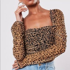 Ruched Cheetah Print Top